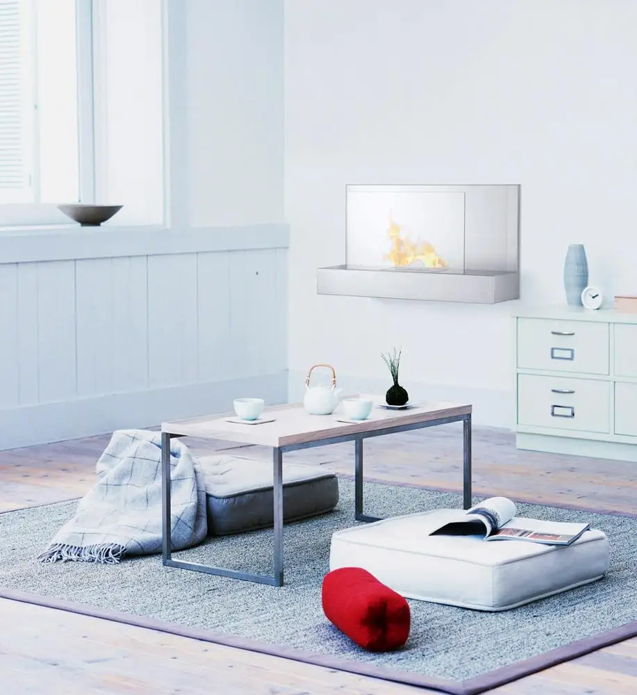 Simple modern design wall-mounted enthanol fireplace indoor heater