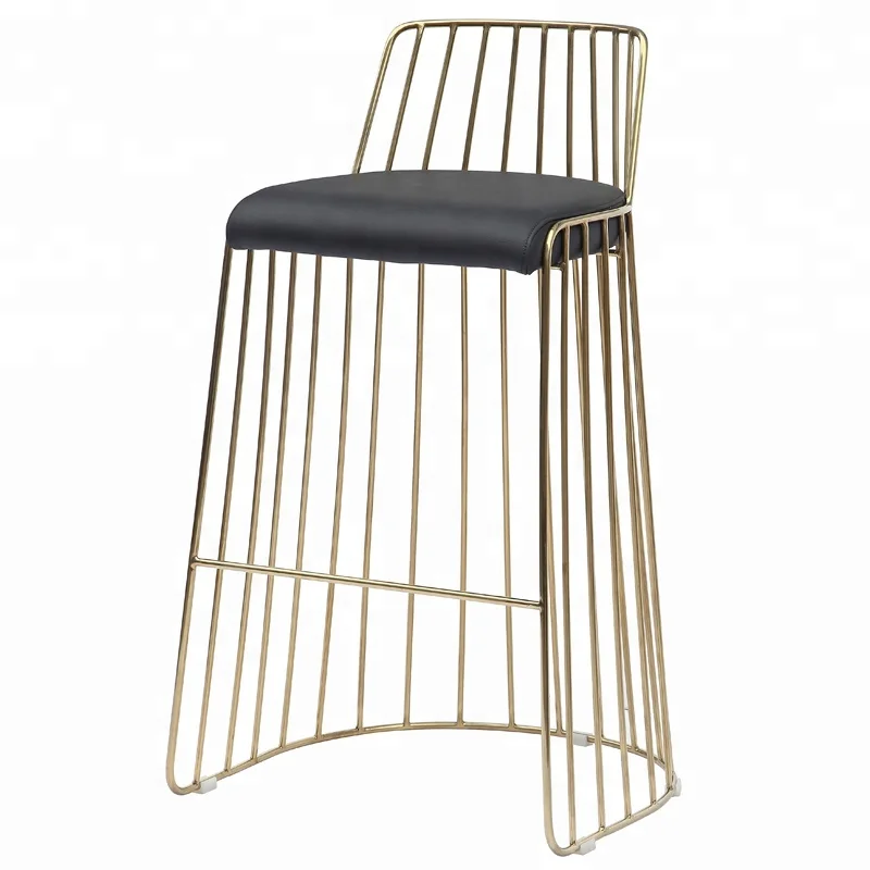 Современные матовые золотые барные стулья с спинкой