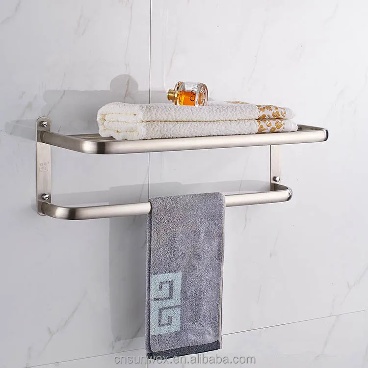 hotel style wall mount stainless steel towel rack towel shelf bathroom rack