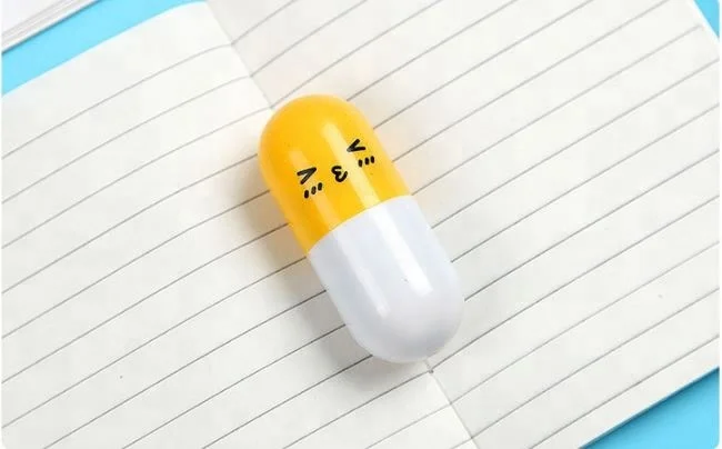 Lovely creative stationery smiling face plastic wholesale novelty pill ballpoint cute pen for gift