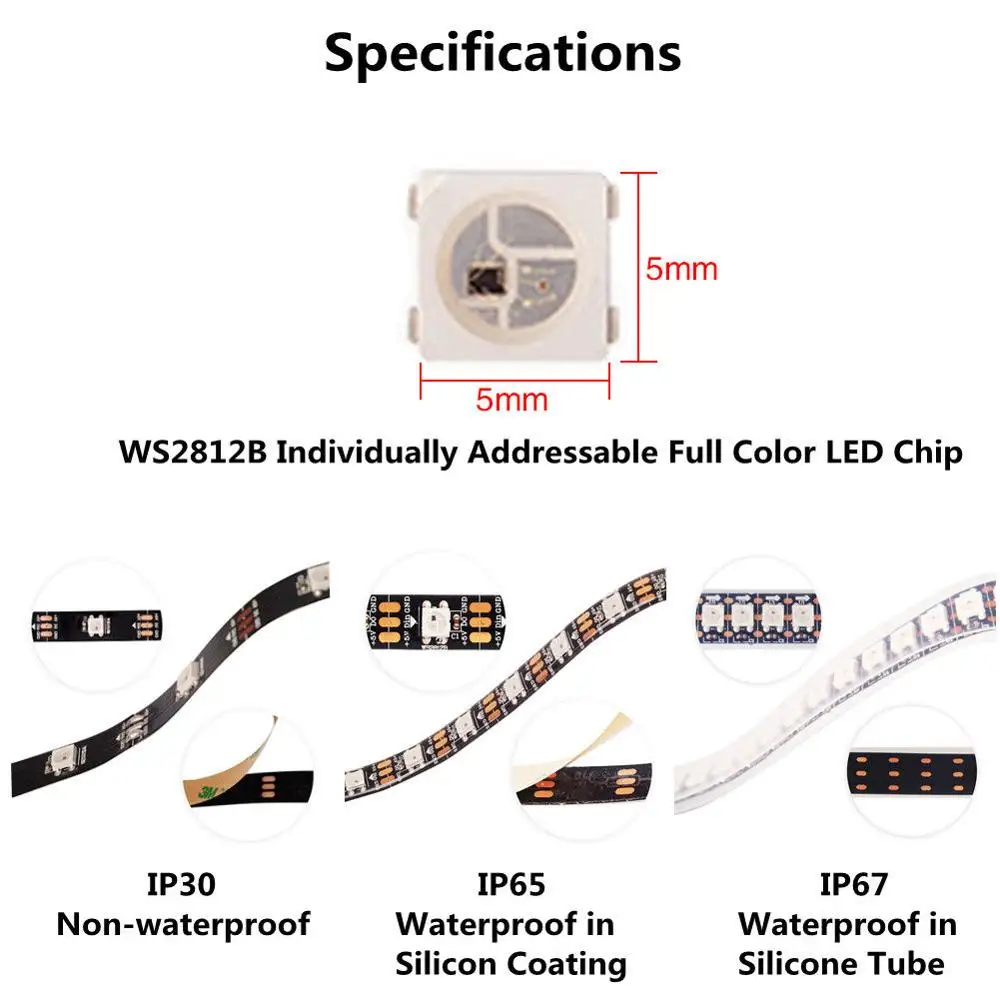 IP67 PVC tube black pcb white pcb 74leds 72leds sk6812 rgb ws2812b 5050 5m led strip with cheap plastic cover and channel