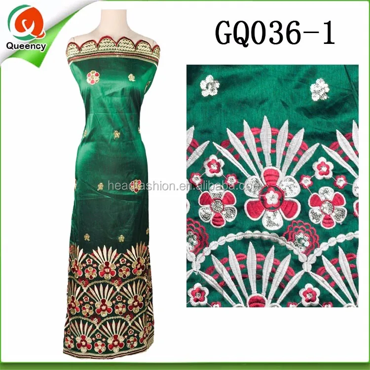 GQ038 Queency Embroidered Red Nigerian Silk George Material Wrapper 5 Yards Indian George Fabric