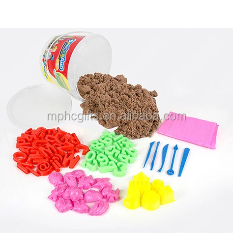 Indoor Playing Educational Sand Toy in plastic box Super Alive Magic Colorful Modeling Sand for kids play