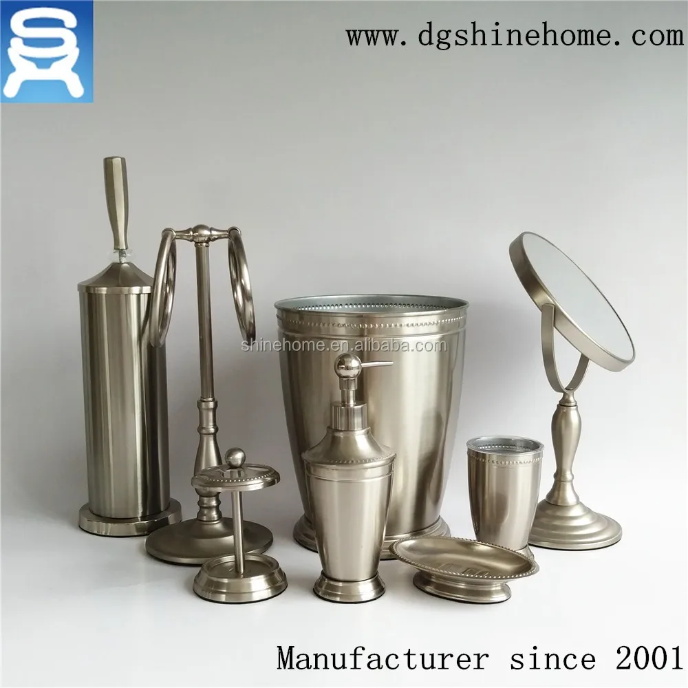 
China factory direct selling Hardware Bathroom Accessory Hotel Bathroom Stainless Steel nickel plated Accessory set 
