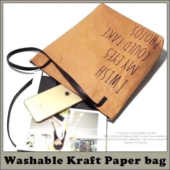 Recyclable,washable paper Shopping bag kraft Paper tote bag,Tyvek Material paper carrier bag
