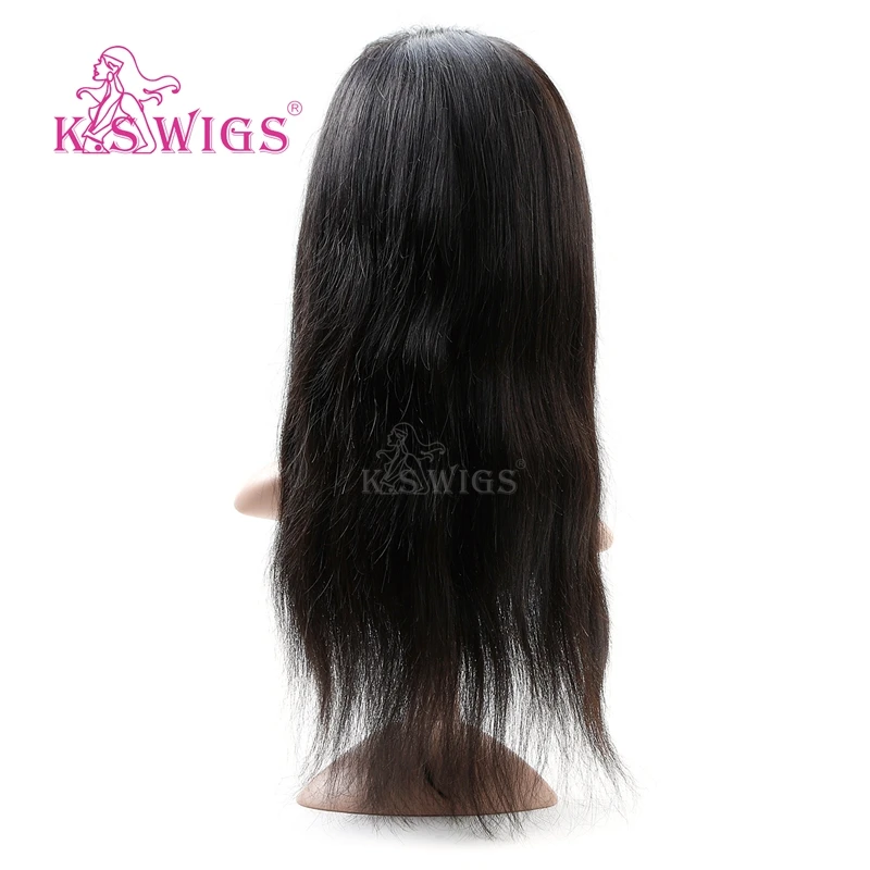 
K.S WIGS 16 Inch Raw Indian Hair Full Lace 180 Density Human Hair Straight wigs human hair lace front Wig 