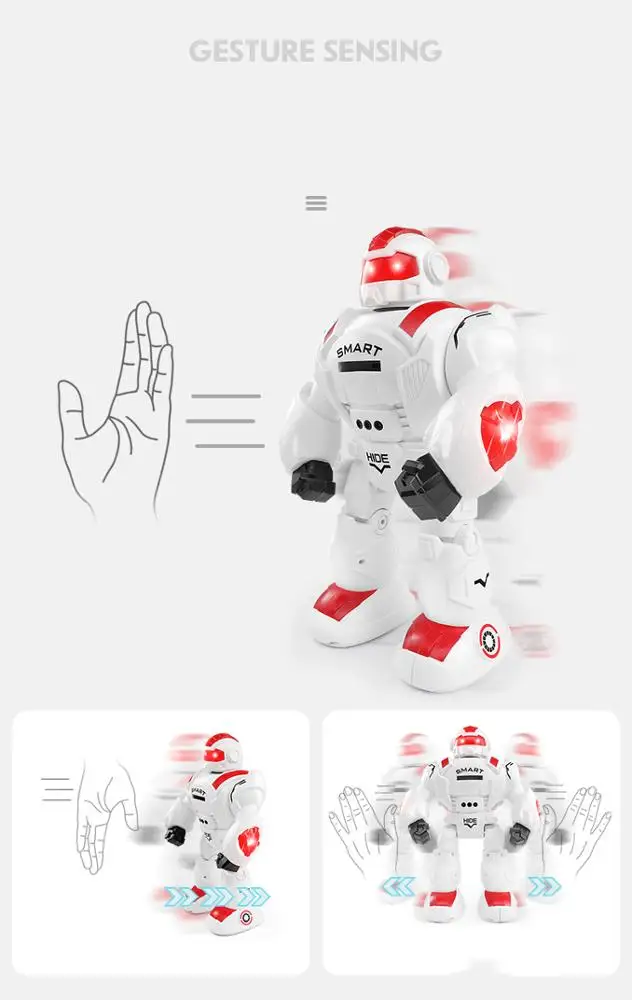 DWI Gesture sensing remote control plastic humanoid robot toy with shooting function