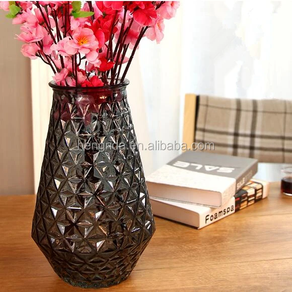 Colored Glass Flower Vase With Handle For Home Deco glass & crystal vases nordic style colorful