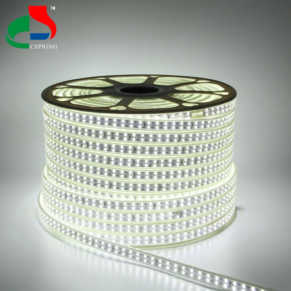 AC220v Blue Green Warm white Double rows SMD2835 12W/M led strip light for outdoor