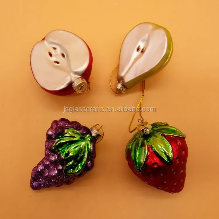 
glass christmas ornament strawberry 80*68*39 mm,glass fruit ornament,christmas tree decoration 