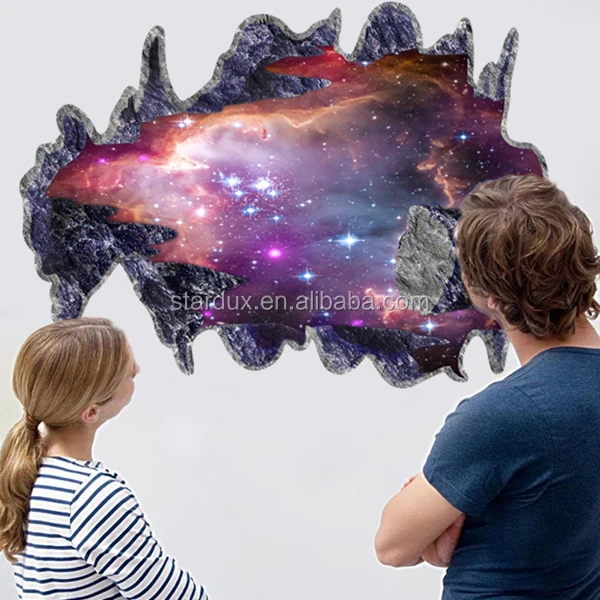 3D Astronaut in Outer Space Galaxy Meteorites Wall Decal Sticker Kids Room Decoration