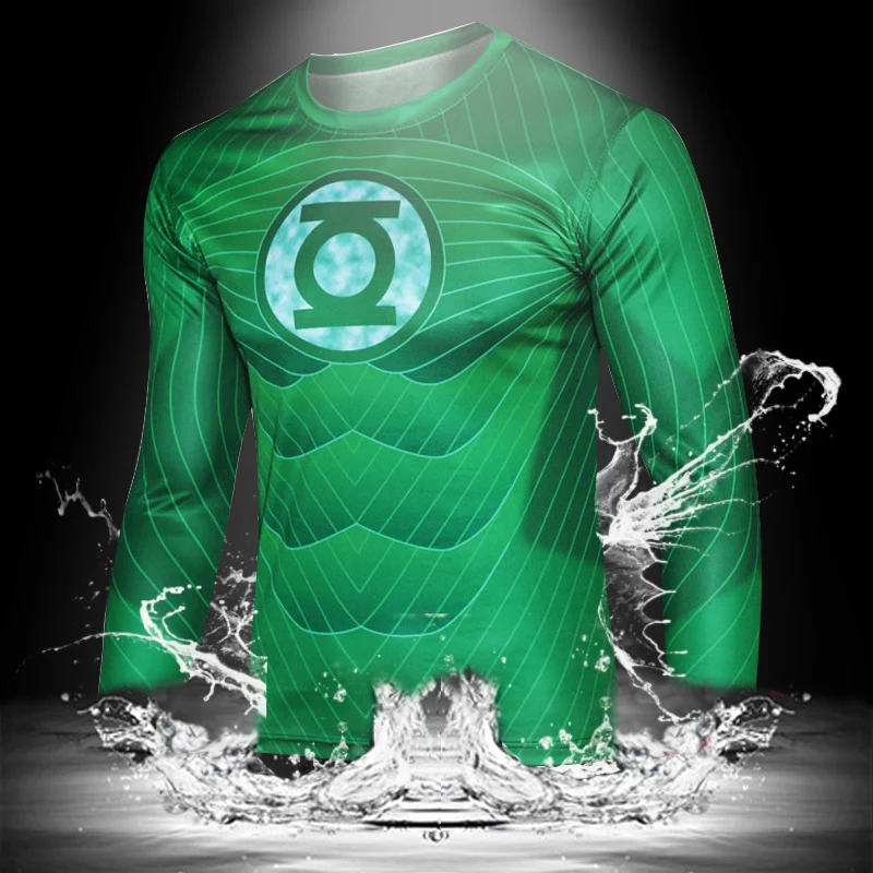 
2015 Men Long Sleeve T-shirt 3D Superhero Printing Tops Sport Tees N10-43 