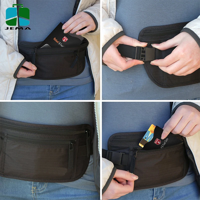 Portable Rfid Travel Blocking Money Belt Waterproof