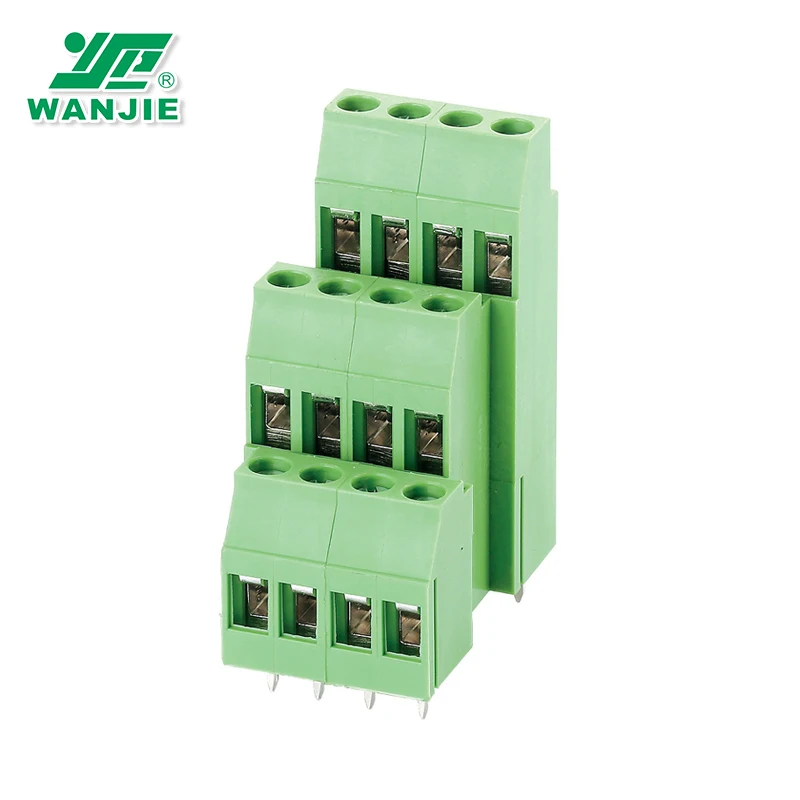 Three level Wanjie 5.0mm 5.08mm pitch Screw terminal block connector WJ130T3A-5.0/5.08