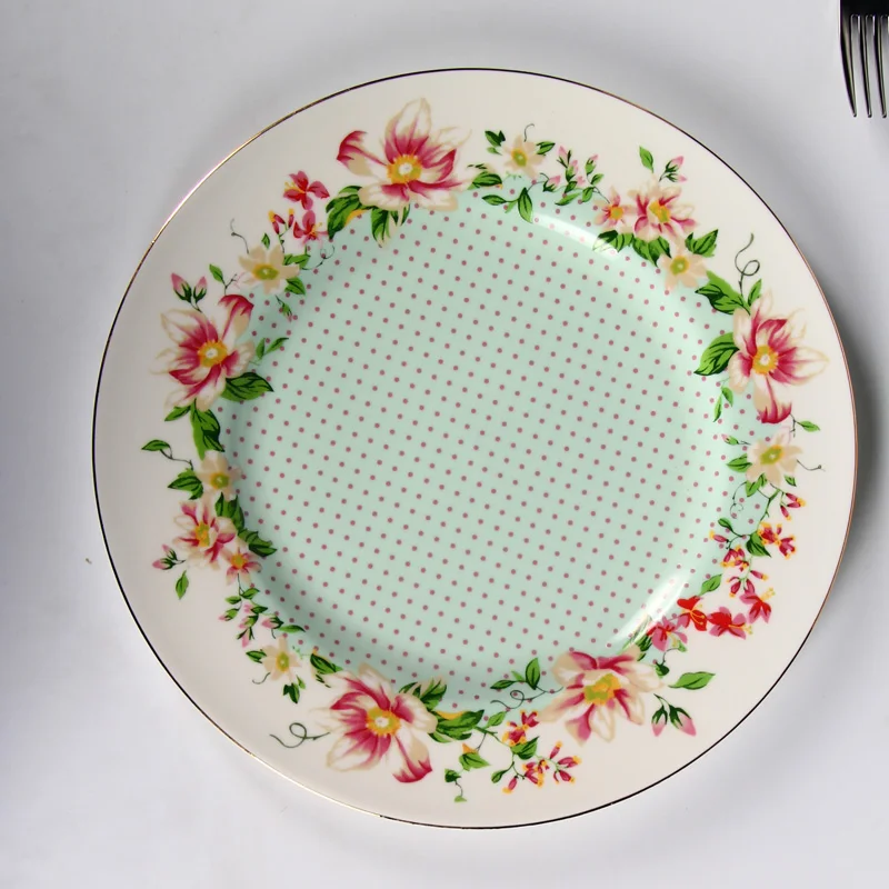 Flower modern design ceramic porcelain bone china plate for hotel restaurant and home use