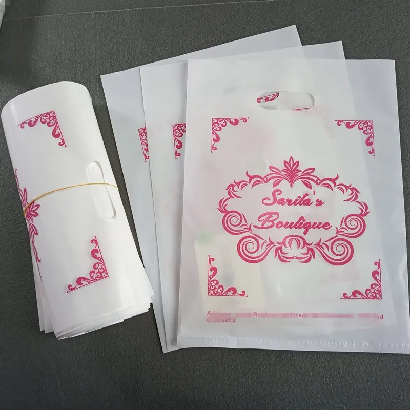 Wholesale plastic die cut handle shopping bag,good quality plastic shopping bags for sales