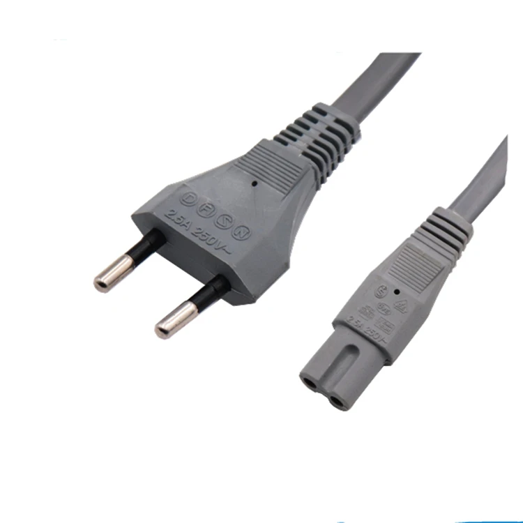 
High-quality Euro gray 2PIN Power Cord 220v AC Power Cable for PS4 radio 