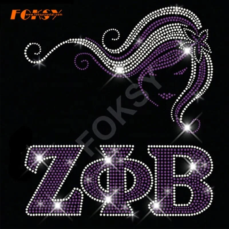 Custom Zeta Phi Beta Iron on Rhinestone Transfer Design for T-shirt