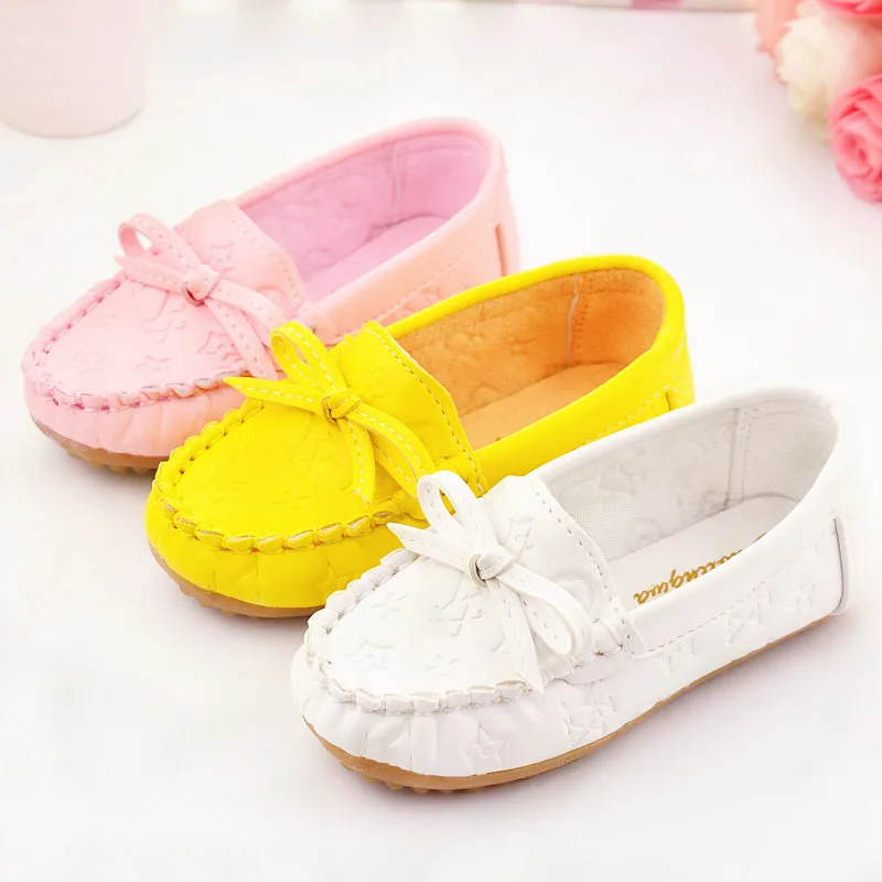 2015 Autumn New Little Causal girls shoes Bowtie baby Loafers sneakers Slip on Candy Color Children