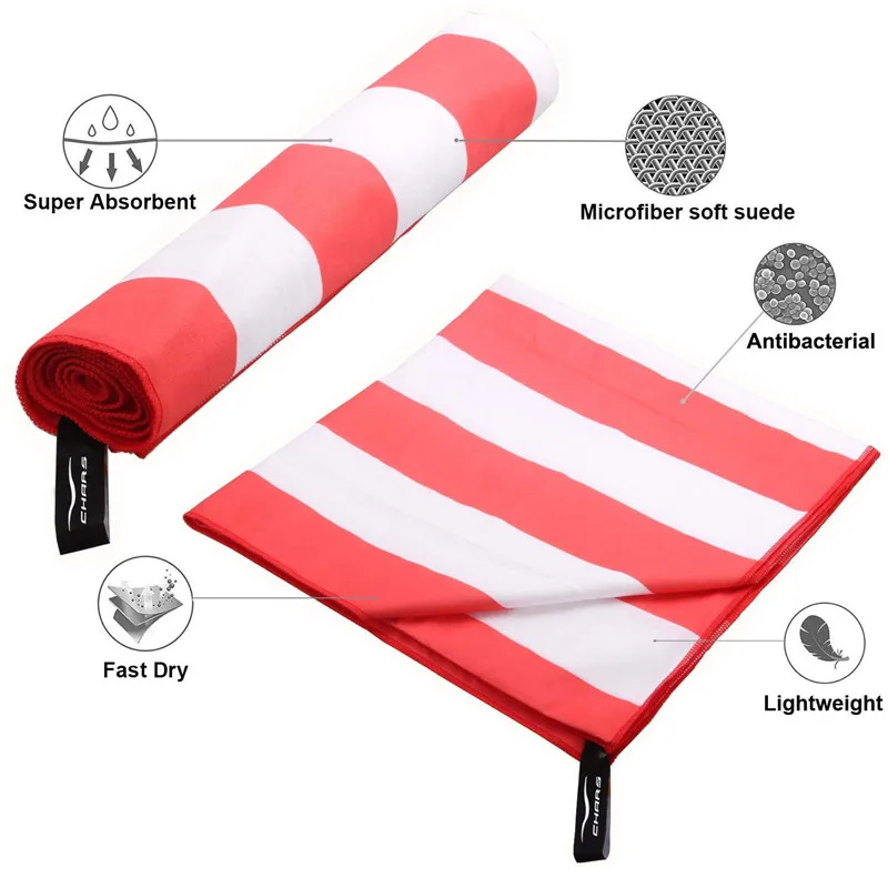 wholesale comfortable mix color sand free cabana stripe microfiber custom beach towel