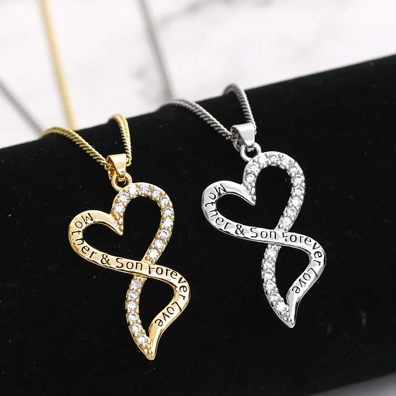 Ювелирные изделия для женщин, кристалл, серебро, под заказ, подвеска в форме сердца матери и дочери с золотым жемчугом, подарок на день матери, ожерелье для мамы