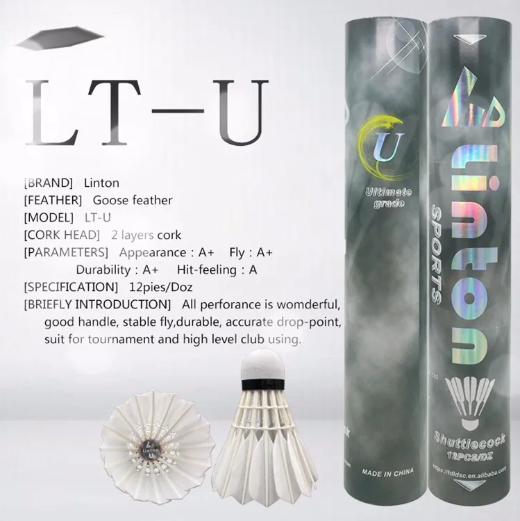 Linton 12pcs Portable White Goose Feather Badminton Shuttlecocks for Outdoor Sport Training Ball