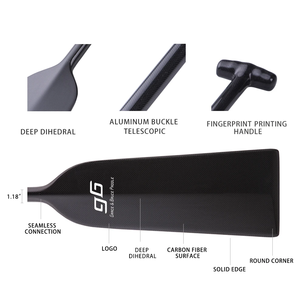 IDBF approved carbon fiber durable dragon boat paddle with deep dihedral