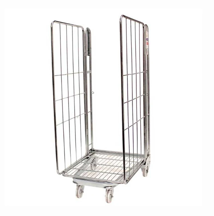 
Industrial warehouse tools galvanized metal mobile roll container cage trolley 