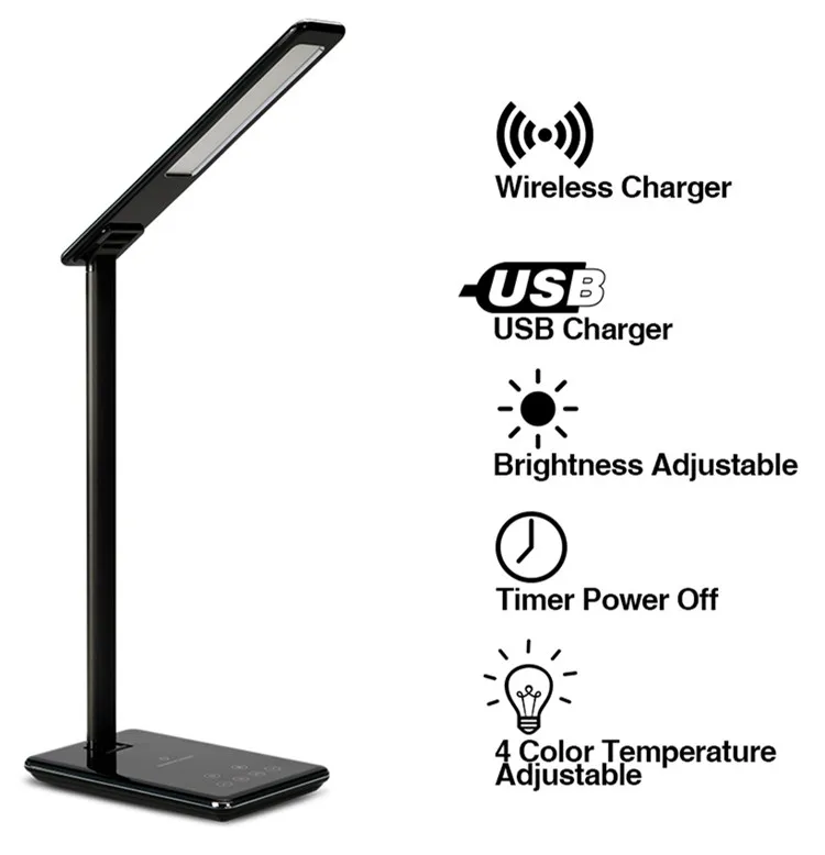 Modern design led table lamp wireless charger usb desk lamp reading lamp for teens