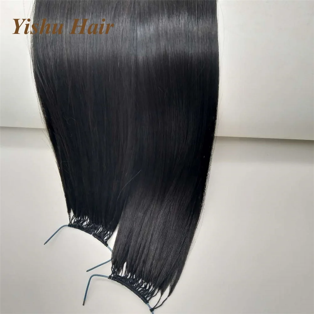 Virgin Remy Iidian/Chinese Hair 100% Pure Hand Knitting Wholesale Price Invisible human Feather Line in Natural Hair Extensions