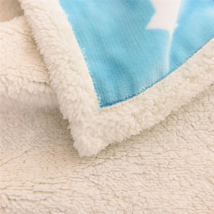 
High Quality Cartoon Animal Printed Baby Plaid Fleece Receiving Blanket 