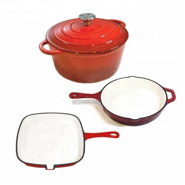 Langju CAST IRON ENAMEL COOKWARE SET - INDUCTION COMPATIBLE