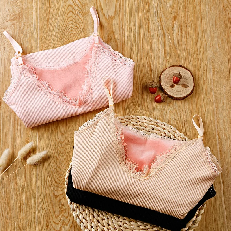 
hot sell womens shapewear winter seamless thick lace trim silk double layer thermal underwear camisole 