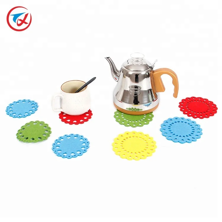 
hot sale placemat laser cut drink wool felt fabric cup coaster 