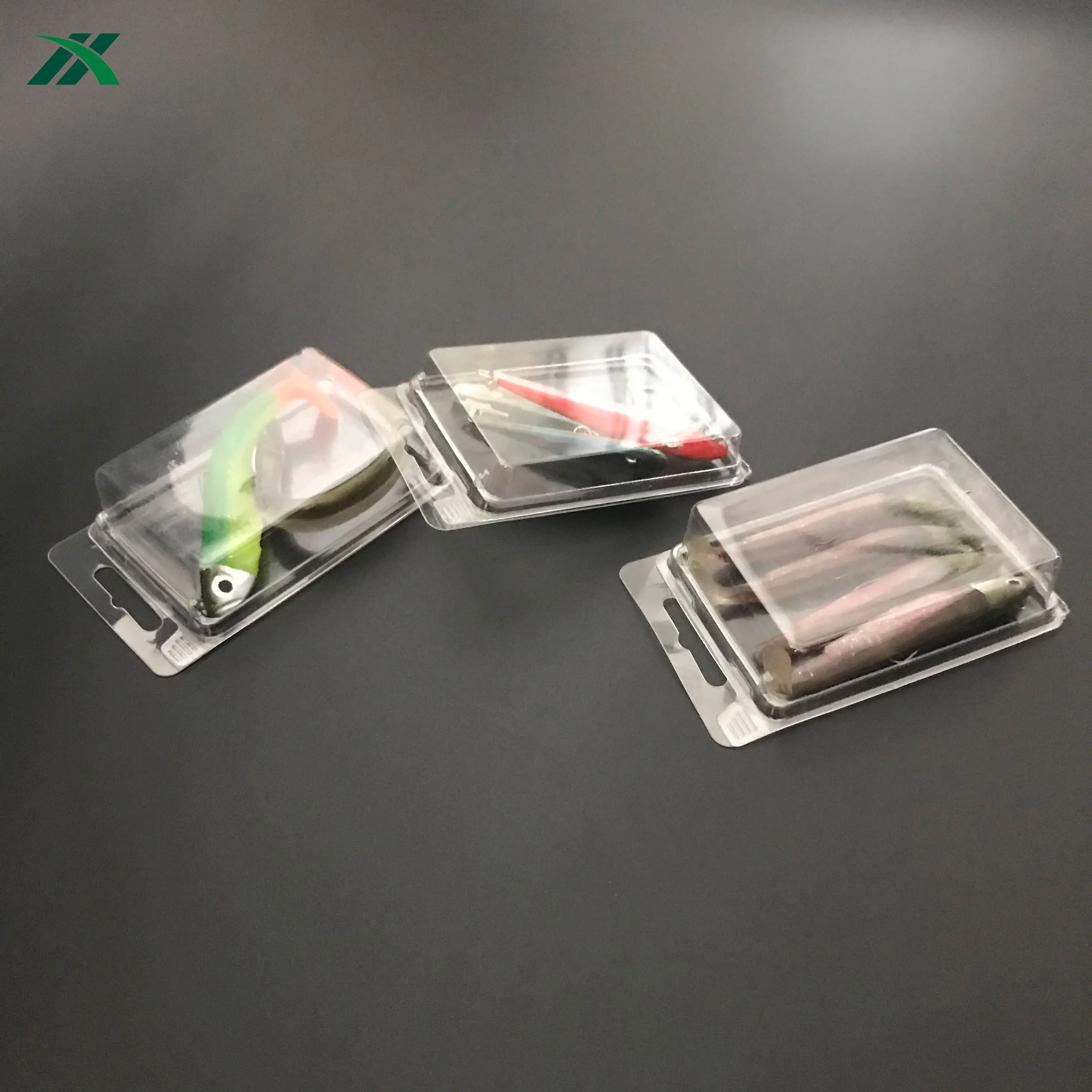 PET transparent stock fishing lure clamshell packaging