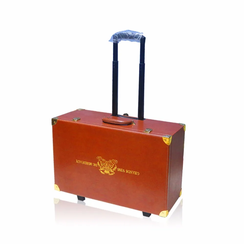 Новый дизайн, деревянный винный чемодан, чемодан на колесиках для вина, чемодан