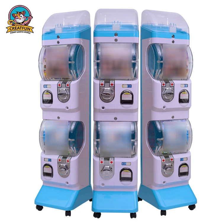 2019 popular double coin operated toy gumball  candy capsule vending machine