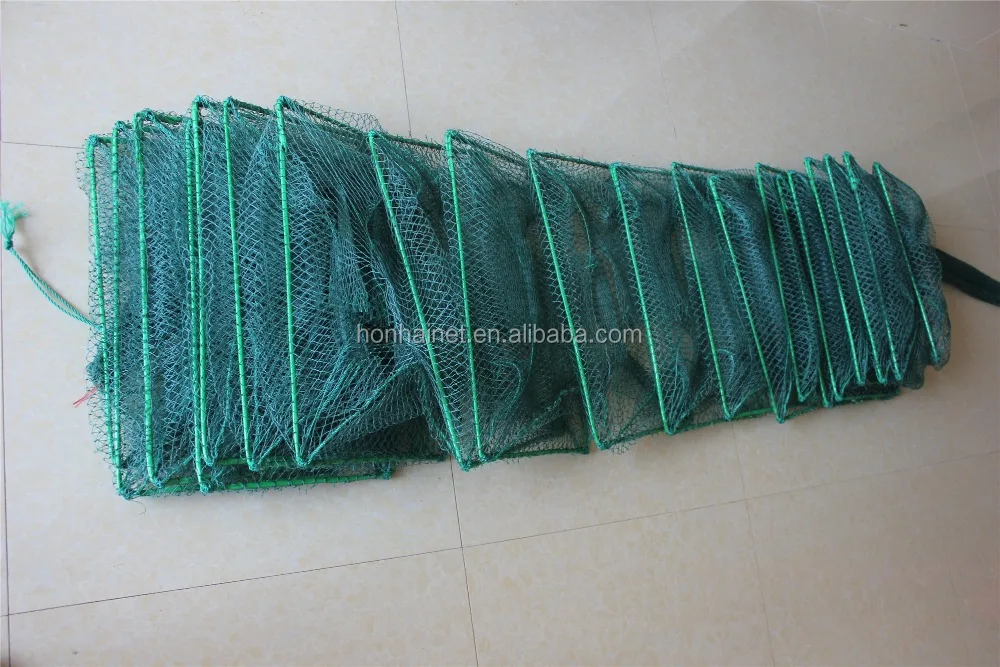 Factory long fishing net trap for crab lobster shrimp PE great wall cage agriculture fishing trap fyke  net