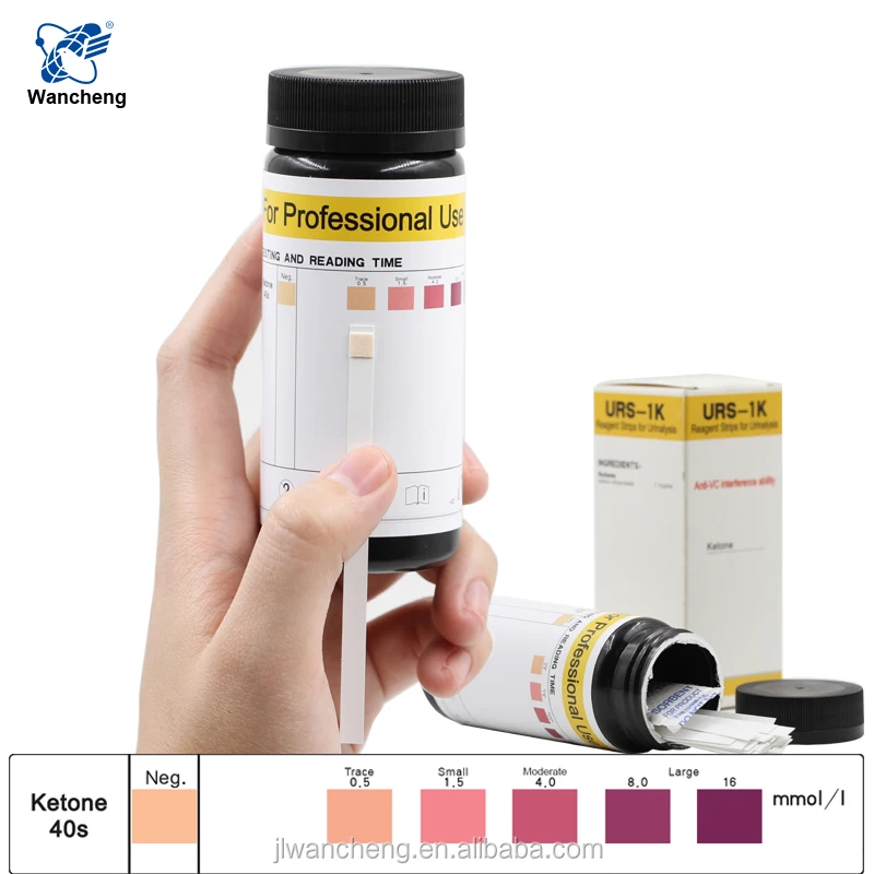 Визуальный анализ мочи на кетон URS-1K реагент кетоз полоски для анализа