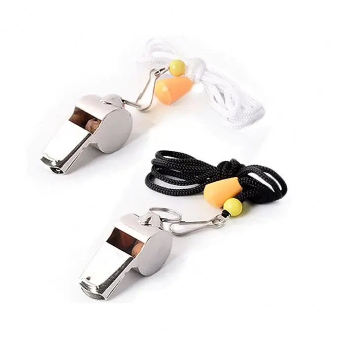 Stainless Metal Whistle Referee Coaches Whistles With Adjustable & Removable Lanyard