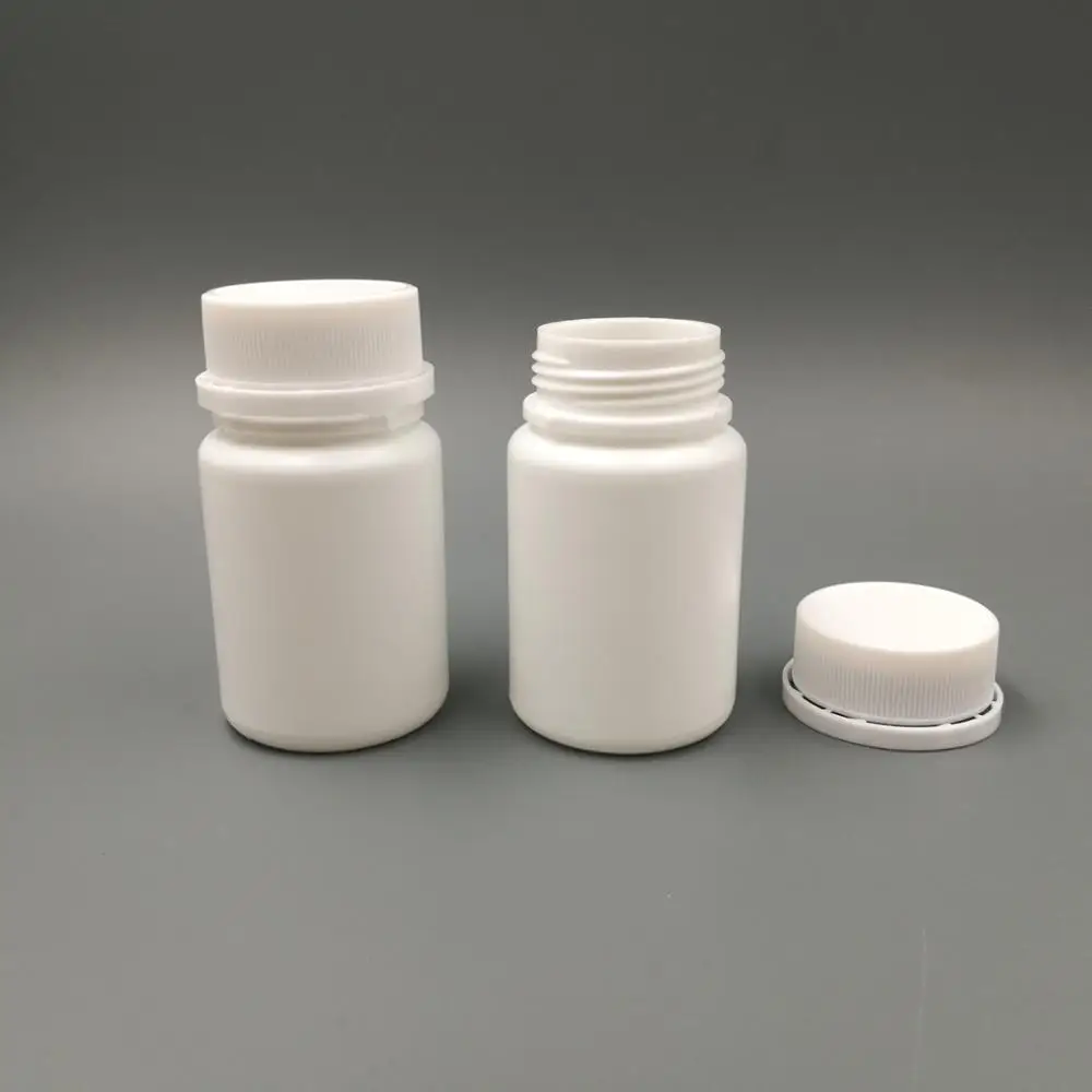 
100pcs/lot 50cc HDPE white Plastic Capsule Packaging Tamper Evident Container Empty Medical pill bottle with Tamper Proof Cap 