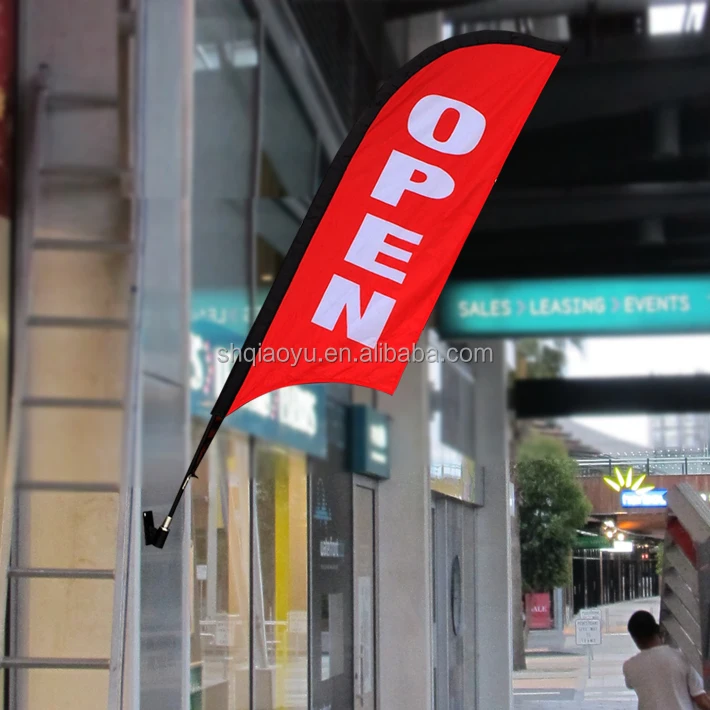 Open House Feather Beach Flag Banner With 45 Angle Wall Base