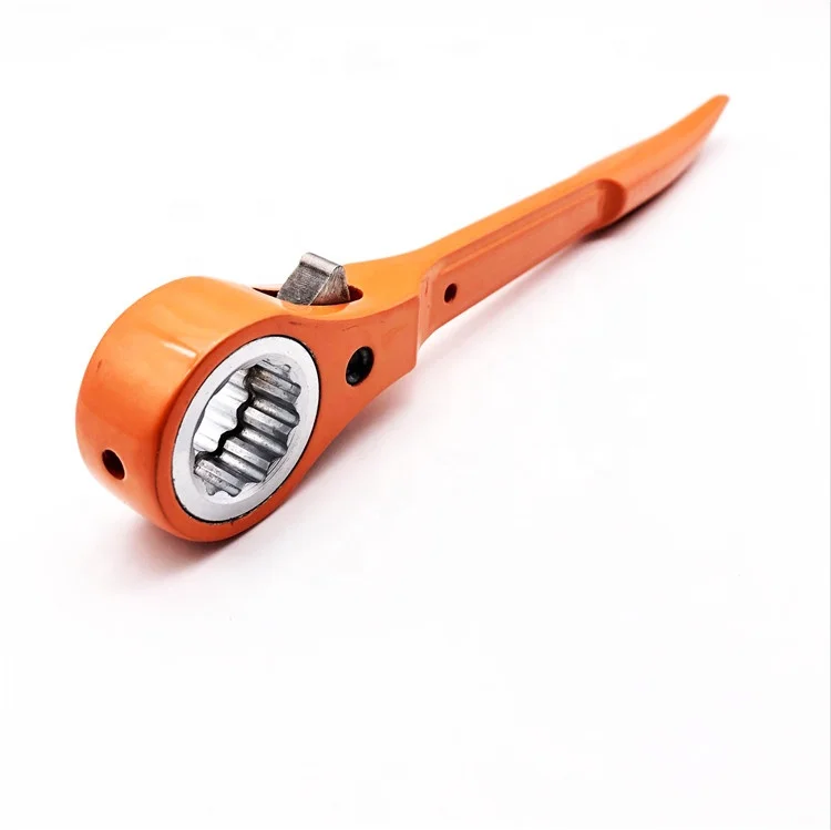 19/21MM bended handle ratchet spanner flush type steel construction podger bar scaffold speed ratchet wrench
