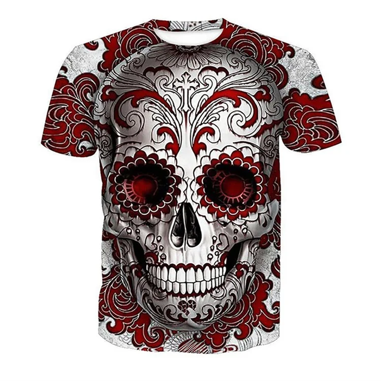 
High Quality Digital Printing Women&Men Skull Custom 3D T-shirt 