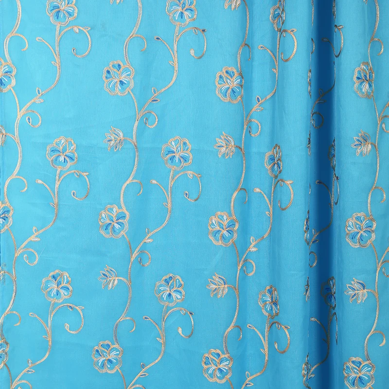 Modern Luxury Blue Window Cloth Curtain and Voile Curtain With Lining