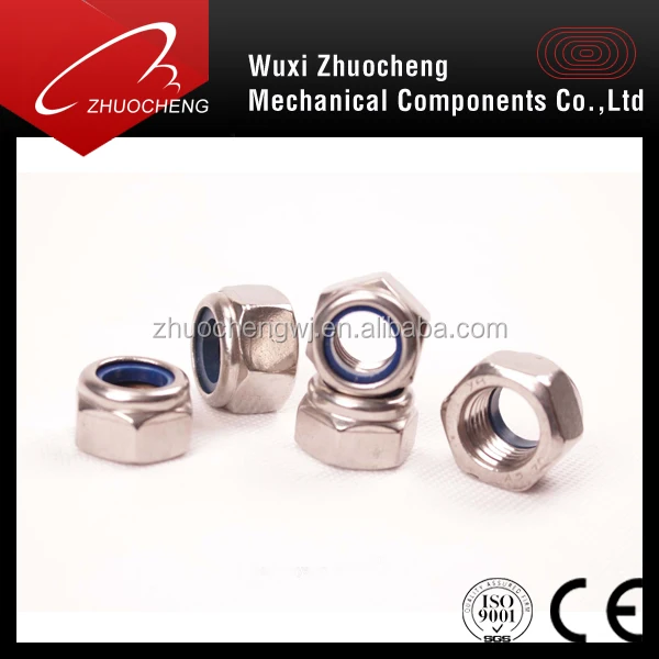 Stainless steel DIN985 hex nylon insert lock nut