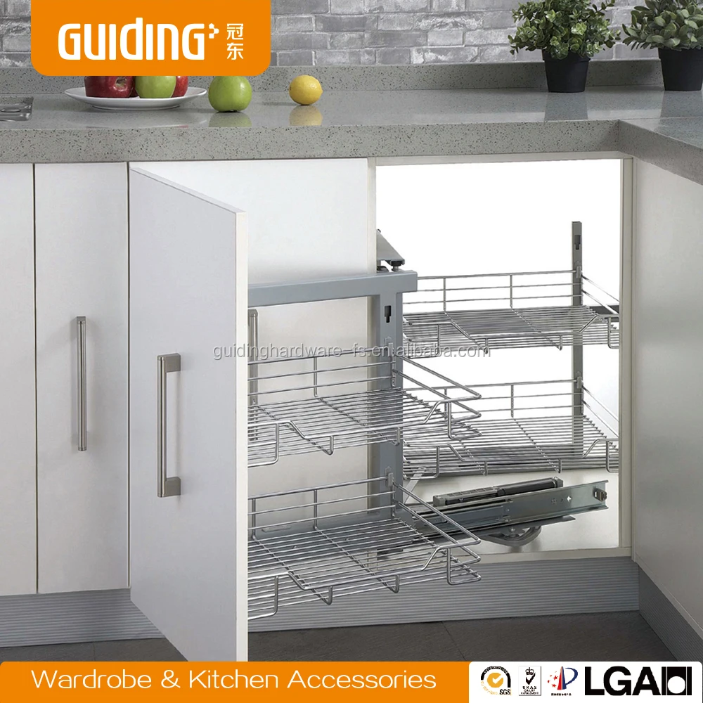 Kitchen chrome storage basket drawer