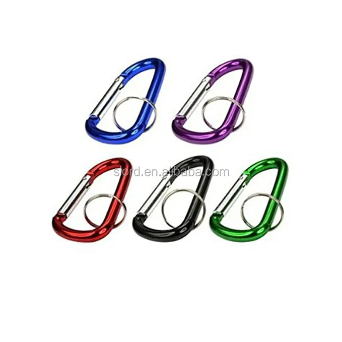 Aluminum Alloy D Shape Carabiner Spring Snap Clip Hooks Keychain Climbing Camping Hiking Tools