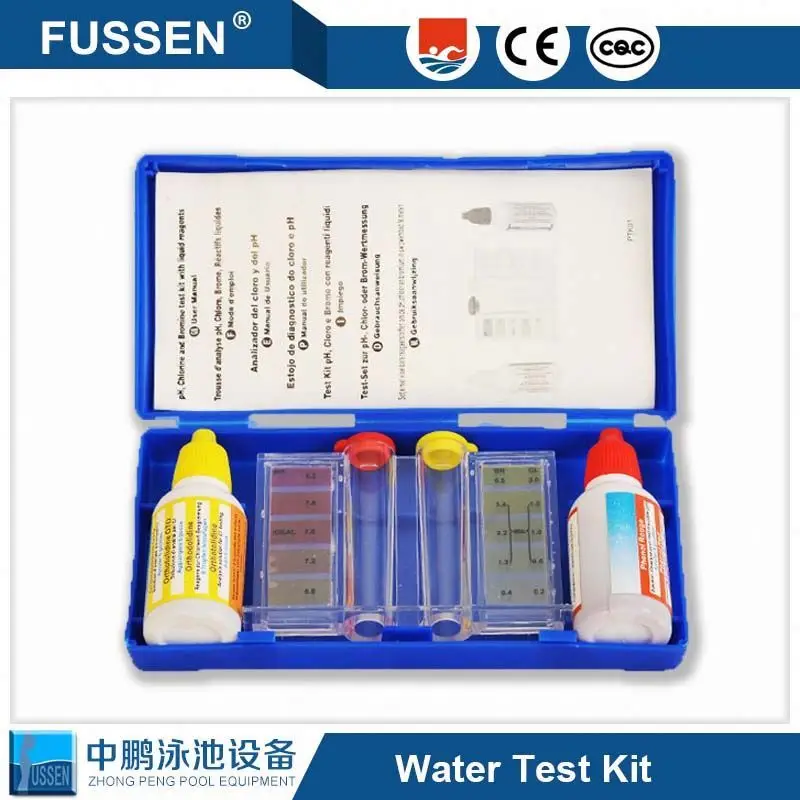 PH, chlorine and bromine swimming water test kits with liquid reagents