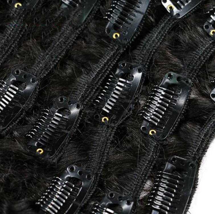 120g per set Natural Color Synthetic Hair Extensions Afro Kinky Curly Clip In Hair Bundles